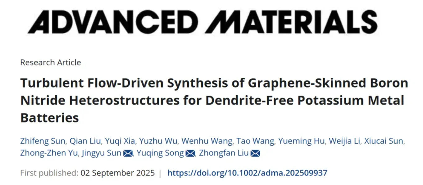 Turbulent Flow-Driven Synthesis of Graphene–Skinned Boron Nitride Heterostructures for Dendrite-Free Potassium Metal Batteries